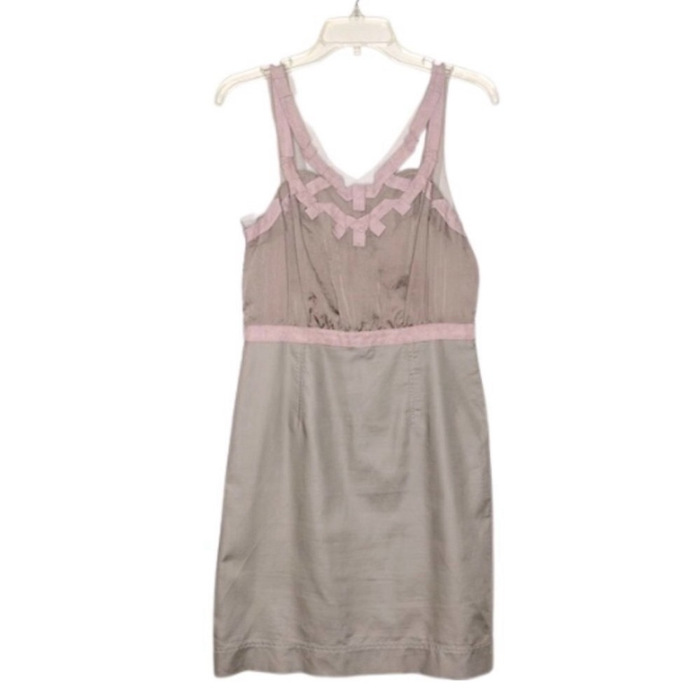Loft Taupe Tulle Sleeve Dress